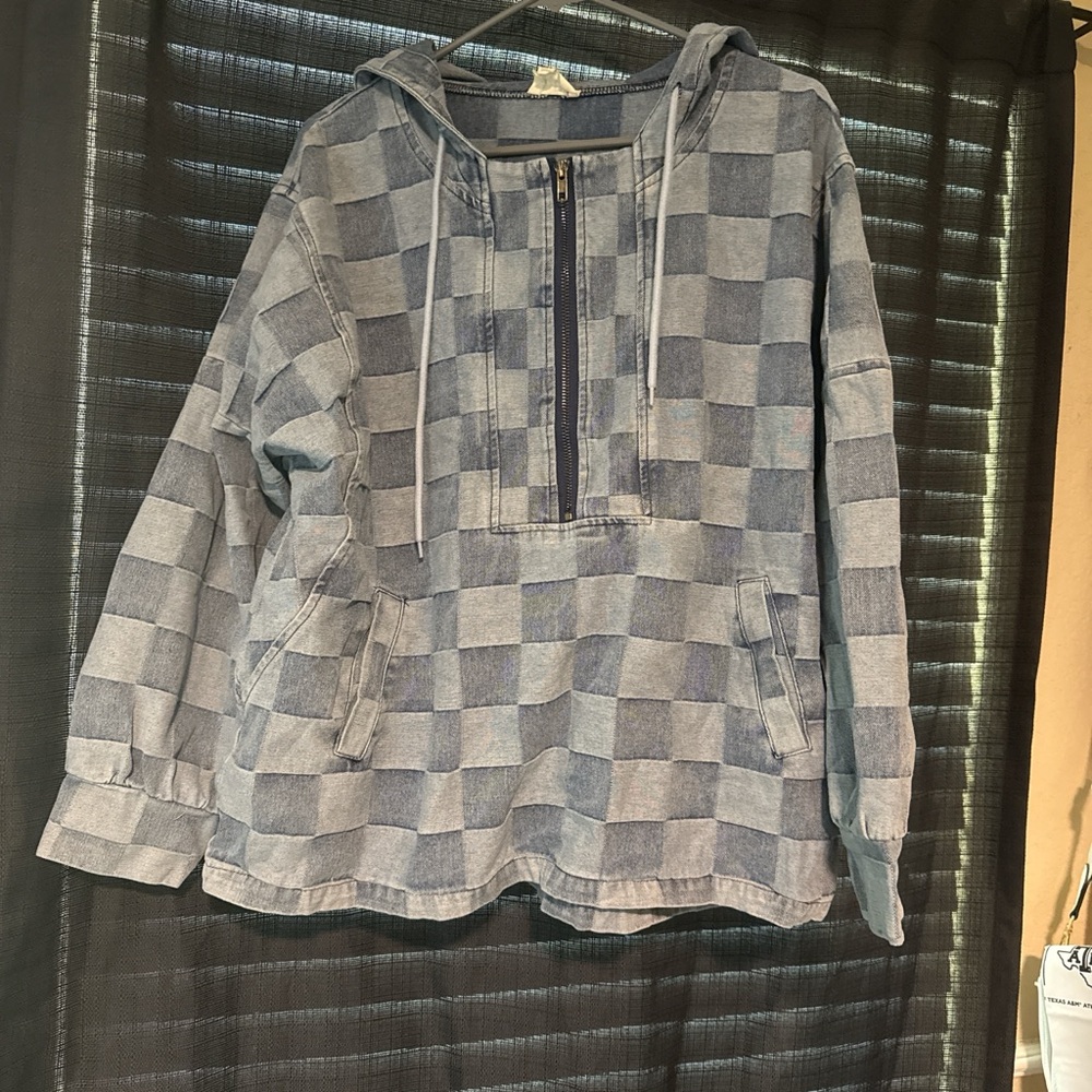 BiBi Checkered Denim Hoodie